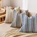KINDREX Coastal Blue Throw Pillow Covers 18x18 Set of 2, Boho Geometric Polka Dots Decorative Pillowcases for Couch, Sofa, Bed & Living Room, Neutral Textured Accent Home Decor