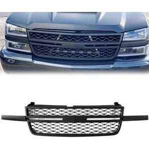 Front Upper Grille For Chevy Silverado 1500 2500 HD 3500 Black Honeycomb Mesh Grill 2005 2006 2007