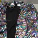 Mens 70s 60s Disco Shirt Metallic Party Costume Long Sleeve Button Down Shirts, Size: L