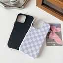 Compatible with iPhone 15 Pro Max Case, Cute Aesthetic Fashion Colorful Checkered Cover for Women, Shockproof Slim Soft TPU and Hard PC Protective Phone Case for iPhone 15 Pro Max - Hot Pink