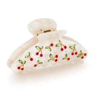 LILIE&WHITE Acrylic Hair Clips Claws For Women With The Rhinestone Pattern In Red Cherry Shape Hair Clip For Thick Hair Hair clips for styling sectioning 1PC (HC21221A)