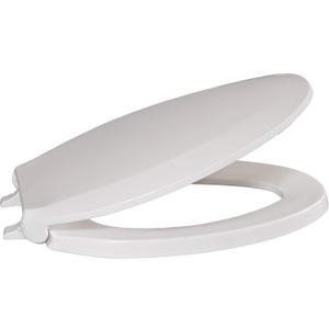Centoco Elongated Toilet Seat, Closed Front with Cover, Light Duty Commercial or Residential, Plastic Hinge and Seat, Made in the USA, 800TM-001, White