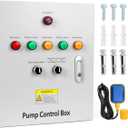 2 HP Well Pump Control Box, 220V Single Phase, 2 AC Contactors, 2 Float Switch, Ultra-high Water Level Alarm, Manual/Automatic, Safe & Reliable for Submersible Well Pump