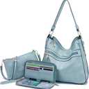 Women Large Crossbody Bags Ladies Satchel Shoulder Handbags Purse and Wallet Set for Women Totes Hobo Purses (Lightblue)
