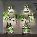 Plant Stand Indoor with Grow Lights, Indoor Plant Stand with Wheels, 8 Tiered Plant Shelf Indoor, Tall Plant Stands Indoor with Pulley for Living Room, 2PCS
