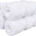 American Soft Linen Luxury Washcloths for Bathroom, 600 GSM 100% Cotton 4 Piece Turkish Wash Cloth Set, 13x13 in Soft Rags for Body and Face, White Washcloths