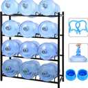 Nuogo 5 Gallon Water Jug Rack 5 Gallon Water Jug Holder Water Jug Holder Stand Heavy Duty Water Bottle Organizer Storage Rack Accessory for Home Room Kitchen (4 Tiers)