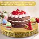 Wenqik 16 Inch Cake Stand, Metal Round Cake Stands Set with Modern Design White Dessert Display Cupcake Stands Plates Fruit Serving Tray for Wedding Birthday Baby Shower Party (Gold)