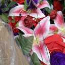 Artificial Cemetery Flower with Vases for Grave, 3PC,Red Rose Headstone Flower Saddle (Vases Included)