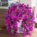 Artificial Faux Bougainvillea Flowers Plants for Outdoor Outside Summer Decoration, 2 pcs Fake Silk UV Resistant Look Real Long Trailing Vines for Front Door Porch Planter Urn Patio Balcony, Purple