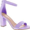 TOP Moda Hannah-1 Ankle Strap Dressy High Heel Sandal, Non-slip Sole, For Wedding, Party, Prom, Evening Wear, or Any Occasion, Sleek Style Block Heel Sandals, Lavender PU, 9 (39)