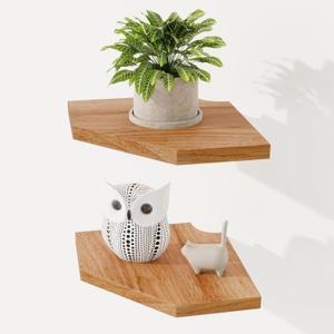 Fun Memories Corner Shelf Wall Mount Set of 2 - Solid Oak Wood Floating Corner Shelf with Cable Hole, 7in Rustic Design for Bedroom, Living Room, Kitchen (Natural) Fun Memories Corner Shelf Wall Mount Set of 2 - Solid Oak Wood Floating Corner Shelf with Cable Hole, 7in Rustic Design for Bedroom, Living Room, Kitchen (Natural)