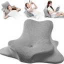 Reading Pillow for Bed, Leaning, Lying and Prone, Ergonomic Memory Foam Bed Wedge Pillow for Headboard, Floor Cushions, Chin & Back Support Pillows on Bedrest Couch Floor- Grey