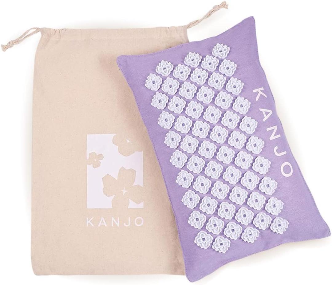 Kanjo Aromatherapy Acupuncture Pillow Lavender, 100% Cotton Linen Pillow for Back Pain and Neck Pain Relief with Natural Cork Filling