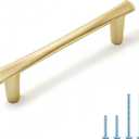 10 Pack Gold Cabinet Handles 3.75 Inch(96mm) Hole Center Brushed Brass Cabinet Pulls Gold Dresser Drawer Pulls-Door Hardware Handles for Kitchen Bathroom Bedroom Furniture