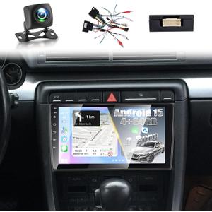 [8 Core 4+64G] for Audi A4 S4 RS4 2002-2008 Upgrade Radio, NHOPEEW 9 inch IPS Touchscreen Android Carplay Stereo - 3D Car Model, Cooling Fan, 5G/WiFi, GPS, DSP, Custom UI Design + Backup Camera