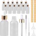 1 oz Glass Dropper Bottles for Essential Oils12Pack Clear Frosted Glass Bottles with Glass Eye Dropper Leak Proof Travel Dispenser Bottle for,tincture, Chemistry Lab Chemicals Empty