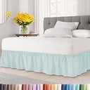 Wrap Around Dust Ruffle Bed Skirt - Ice Blue - for King Size Beds w/ 16 Inch Drop - Easy Fit Elastic Strap - Adjustable Pleated Bedskirt with Brushed Fabric - Wrinkle Free - Women, Men, Kids & Teens