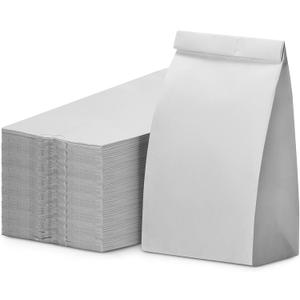 Paper Snack Bags, Durable Kraft Paper Bags, 2 Pound Capacity, White, Pack Of 500 Bags