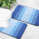 OLANLY Bathroom Rug Set 2 Piece, Soft Absorbent Microfiber Bath Mats and U-Shaped Contour Toilet Rug, Non-Slip, Machine Wash Dry, Shaggy Bath Mats for Bathroom (24"x16"+24"x20", Light Royal Blue)