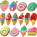 WILLBOND 28 Pcs Dessert and Fruit Chenille Patches, Self Adhesive Cute Ice Cream Candy Stickers for Crafts, Notebook Decorations, Party Setups, Stationery DIY, Baking-Themed Parties Women Gifts