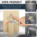 Shower Faucet Set Rainfall Shower System Push Button Diverter Shower Faucet with 4 in 1 Handheld, Ceiling Mount 12 Inch Shower Head and 6 Inch Wall Mount Shower Head (Brushed Gold)