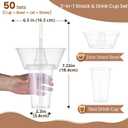 Snack and Drink Cup Includes 50 Cups, 50 Bowls,50 Straws, 100 Forks | Disposable Plastic Cup with Snack Bowl on Top for Party, Stadium, Patron and Movie Night