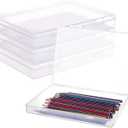  18 Pack 7 1/2 " x 5" Large Rectangle Clear Plastic Storage Containers Large Box Case with Double Buckles for Cards, Pens, Beads and Jewelry Findings