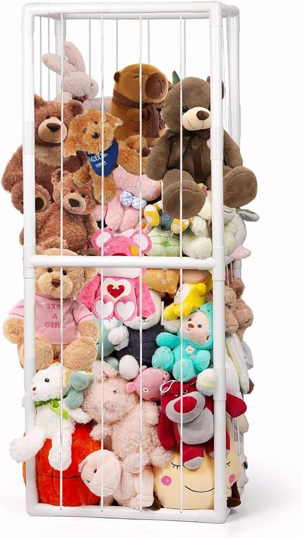BomSaluka Stuffed Animal Storage, Kids Toy Zoo Storage Organizer with Elastic Band, Thicken PVC Tube Large Stuffed Animals Holder for Nursery Playroom Bedroom Room Furniture Plush Storage
