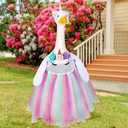 Cutecrop Unicorn Porch Cute Goose Outfit Clothes for 23" High Cement or Plastic Porch Goose Costume for Yard Lawn Party Outdoor Garden Patio Statue Holiday Party Decor