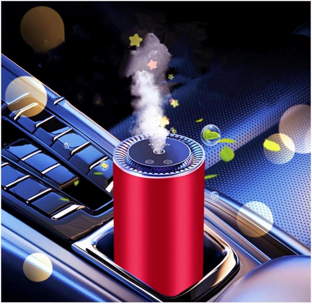 Smart Car Air Freshener Natural Perfume New Atomization Experience Car Humidifier Adjustable Three Levels of Concentration Fashionable Starry Sky Atmosphere Rechargeable Automatic Switch(Red)