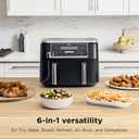 Ninja Foodi Air Fryer w/ Smart Cook Thermometer | 6-in-1 Air Fry, Roast, Bake, Dehydrate & More | DualZone Match Cook & Smart Finish, 2 Independent Baskets | XL 10 Qt, Stainless Steel | Black, DZ550