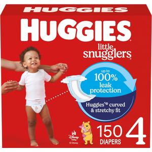 Huggies Size 4 Diapers, Little Snugglers Baby Diapers, Size 4 (22-37 lbs), 150 Count (6 Packs of 25), Packaging May Vary