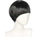 JoneTing Black Mushroom Wig Bowl Cut Wigs Mens Wig 70s 80s+Hair Cap for Halloween Party Short Funny Wigs for Man Black Bob Hair With Bangs for Christmas Cosplay Costume Party Outfit