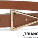 HOTWILL Women Belts for Jeans Dress Skinny Waist Belt with Gold Triangle Buckle 0.90" Width Thin Belts for Ladies Brown Medium (Brown)