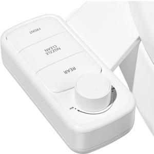 Ultra-Slim Bidet Attachment, Self-Cleaning Dual Nozzle (Feminine/Posterior Wash), Accessibility-Enhanced Large Buttons, Quick-Release, Non-Electric Fresh Water System with Adjustable Pressure