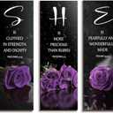 DONFENTHY 3 Pcs Purple Bedroom Decor Rose Wooden Wall Decor Inspirational Farmhouse Office Signs With SHE Bible Words Decor For Women Girl Bedroom Home(Purple 12x4Inch)
