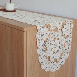 Hand Crochet Lace Table Runner Dresser Scarf for Furniture (12" x 36")