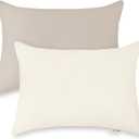 Toddler Pillowcases for 14"x20" Pillow 2 Pack, Muslin Small Toddler Baby Kids Travel Pillow Covers for Boys Girls with Envelope Closure (Beige & Pale Yellow, 14 x 20 Inch)