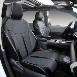 Sienna Seat Covers for 2021-2026 Toyota Sienna 7-Seat XLE XSE Woodland Limited Platinum [Ottoman Not Covered], Waterproof Faux Leather Full Set Airbag Compatible (Black+Grey)