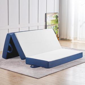 CYMULA Folding Mattress Full Size,4 inch Memory Foam Tri Portable Trifold Mattress Topper Full with Breathable & Washable Cover, Foldable Sofa for Camping (52"73"4")