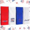 Hahafelt 4 Pack 250th Patriotic Hand Towels 3D Jacquard 4th of July Independence Day Hand Towels 100% Cotton Soft Absorbent Decorative Gifts for Home Drying Cleaning Kitchen