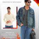 3 Pack Men's Thermal Shirts Big and Tall Fleece Lined Long Sleeve V Neck Base Layer Raglan Curved Hem Warm Tops (Blue)