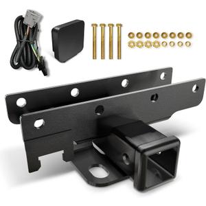 Tow Hitch 2 Inch, for Jeep Wrangler Hitch Trailer Kit with 4-Pin Wiring Harness Compatible with 2007-2018 JK JKU Hitch Receiver with Cover, 2 Inch Rear Bumper Towing Combo (2/4 Doors Unlimited)