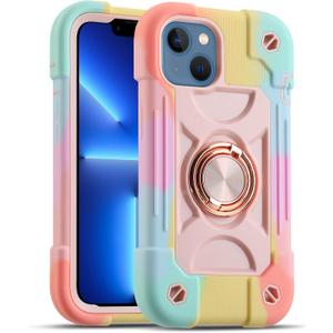 MARKILL Compatible with iPhone 14 Case/iPhone 13 Case 6.1 Inch with Built-in 360Rotating Ring Stand, Military Grade Drop Protection Full Body Rugged Heavy Duty Durable Cover.