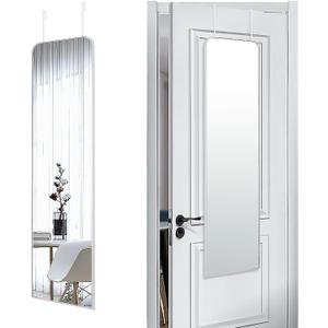 SCWF-GZ 47x14 Mirror Full Length Door Hanging Wall Mounted Aluminum Alloy Metal Frame Dressing Make-up Save Space Half Body Mirrors for Entryway Bedroom Bathroom Living Room 47 inch Silver