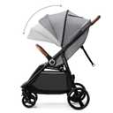 Kinderkraft Grande Plus Kinderkraft Buggy from Birth to 48.5 lb, one-Hand Folding, Reclining Position, Large Canopy with Window, All 4 Wheels dampened, Spacious seat, Gray