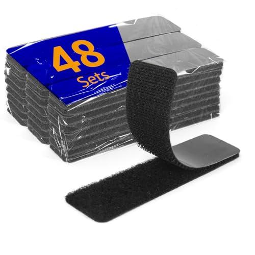 BESTAPE 192 Sets 1 x 4 inch Adhesive Hook and Loop Fastener Strips, Heavy Duty, Double-Sided Hook and Loop for School, Classroom, Office, and Home Use, Black