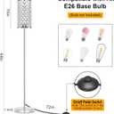 Crystal Floor Lamp, Modern Standing Lamp with Elegant Shade, LED Floor Lamp with On/Off Foot Switch, Silver Finish, Tall Pole Lamp Accent Lights for Living Room, Girl Bedroom, Dresser, Office (E26 Base)