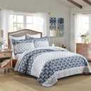 Quilt Bedding Set Queen Size,Paisley Comforter Set Queen Cotton Comforters Set Queen Size,Navy Blue Grey Quilts Bedspread, Farmhouse Lightweight Bedding All Season